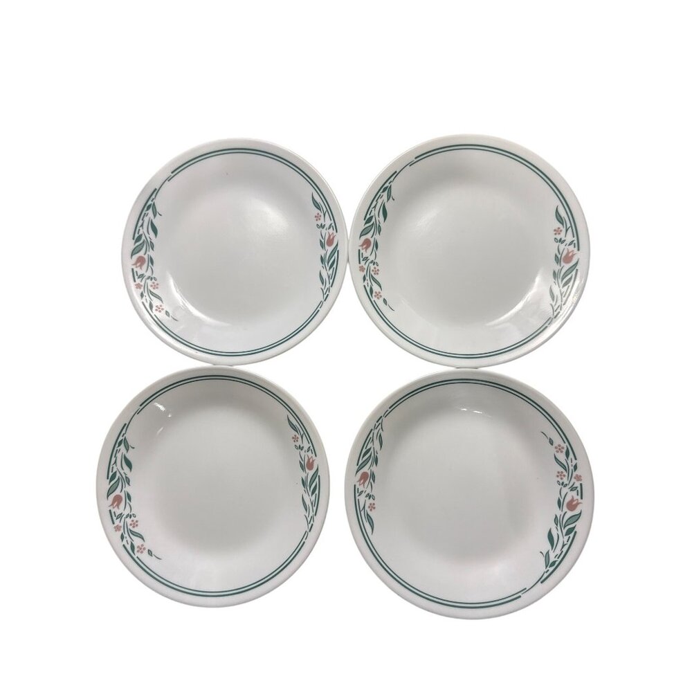 Corelle Rosemarie Pattern 6.75-Inch Bread Plates Set Of 4  Made In USA